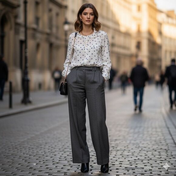 & Other Stories Bird Print Long Sleeve Button Up Shirt Blouse Size 4 in White - Picture 2 of 9